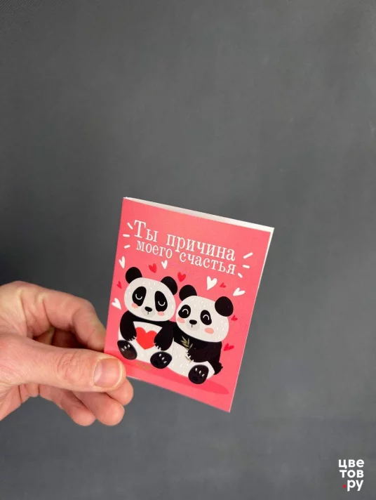 Мини шоко открытка- Ты причина моего счастья-панды.