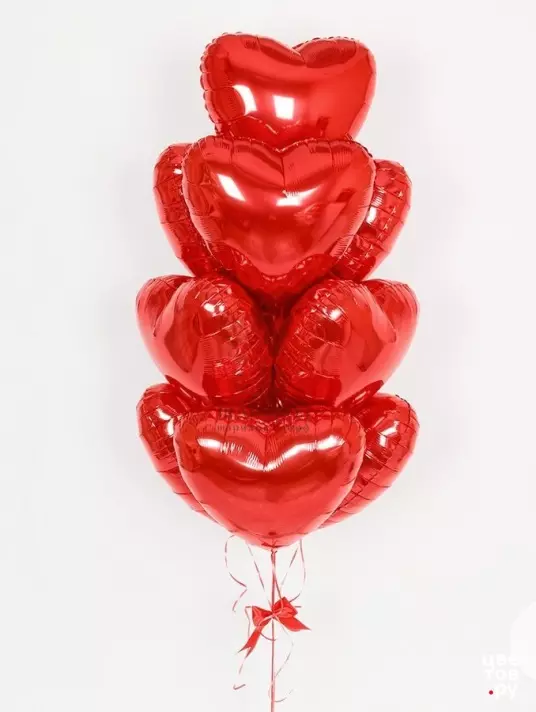 10 Фольгированных красных сердец