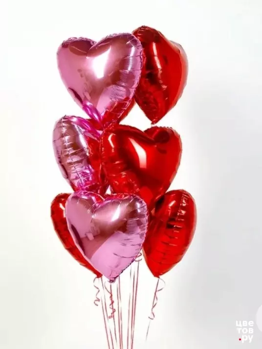 Набор шаров 7 Фольгированных сердец.