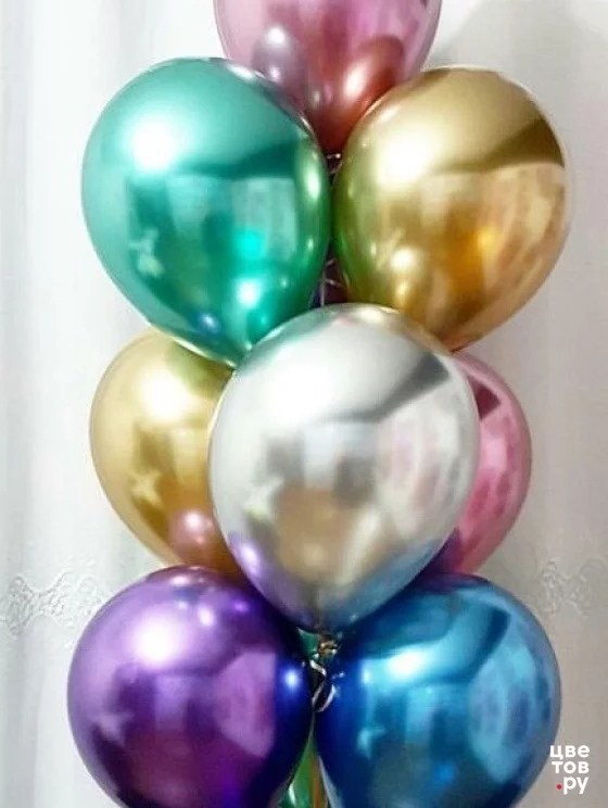 Фонтан из гелиевых шаров "Хром" 10шт (разноцветные)