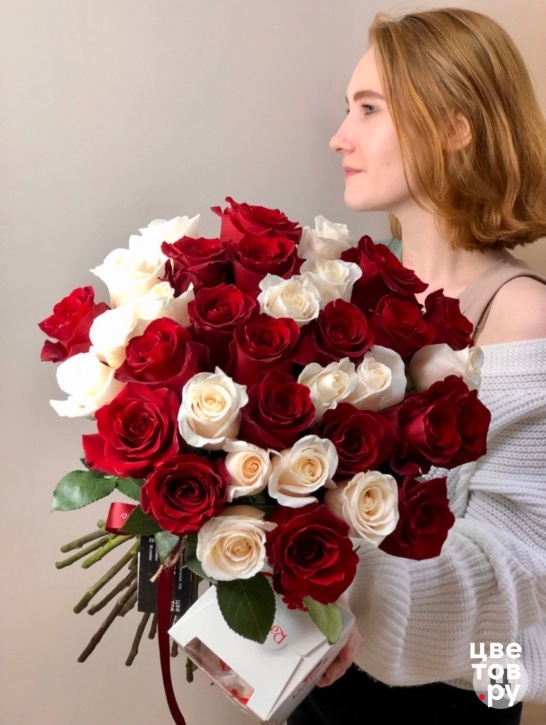 Открытка на День рождения - очень красивый букет роз для женщины